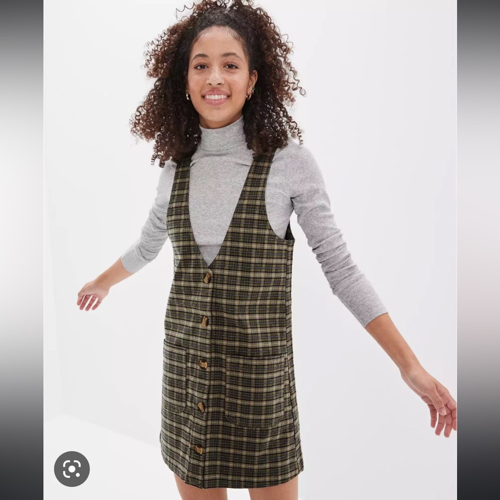 American Eagle Plaid Pinafore Dress, XL Tall